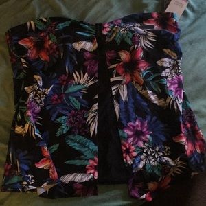 Strapless floral bathing suit top